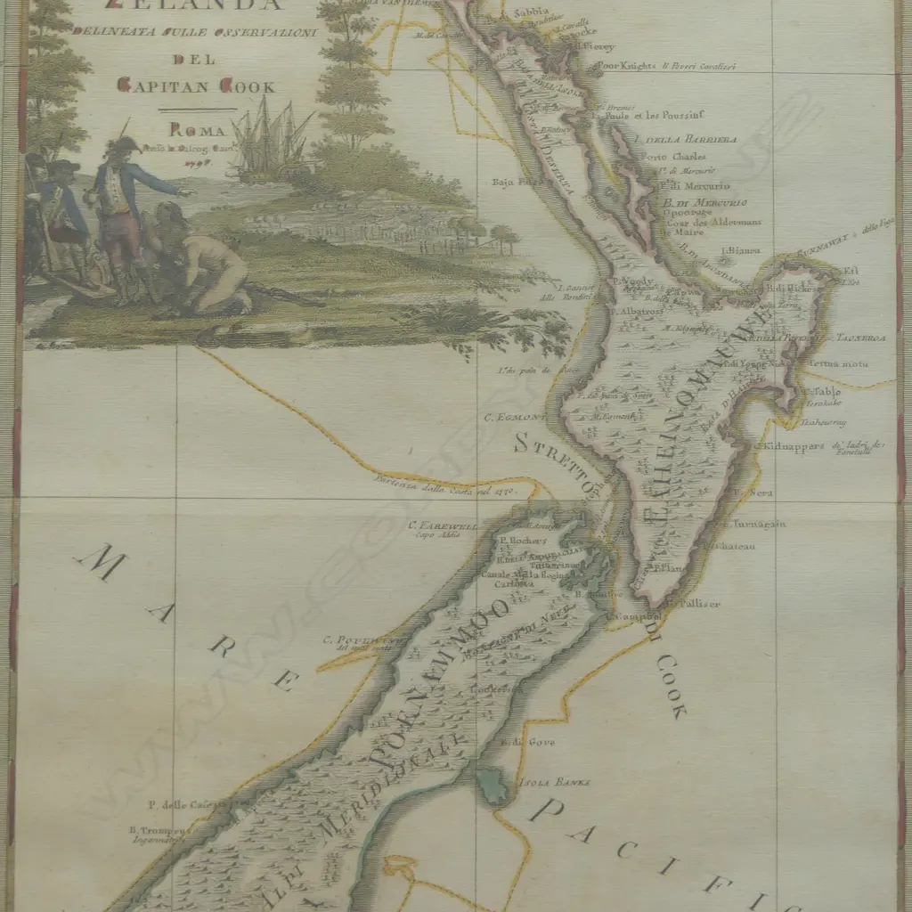 PRINT MAP OF NZ 'LA NUOVA ZELANDA' ROMA 1798 495x360mm Image 1++