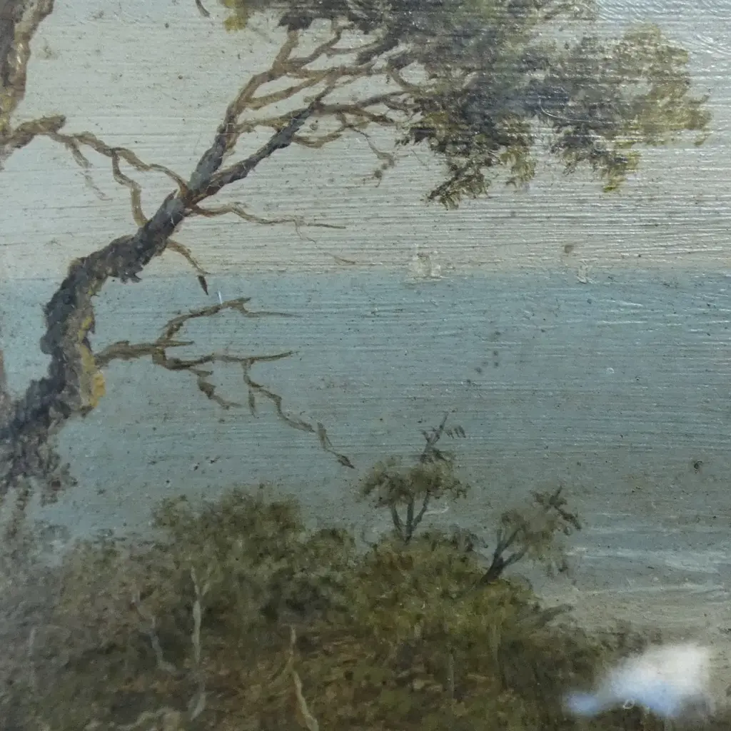 A. E. ALDIS 'A PEEP THROUGH THE BUSH, WEST COAST WAITAKEREI' OIL, INITIALED & DATED 1887 210x155mm  Image 1++