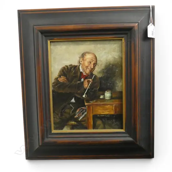 W. WERNER AFTER GAETANO BELLEI 'A GOOD SMOKE' OIL ON BOARD 240x190mm