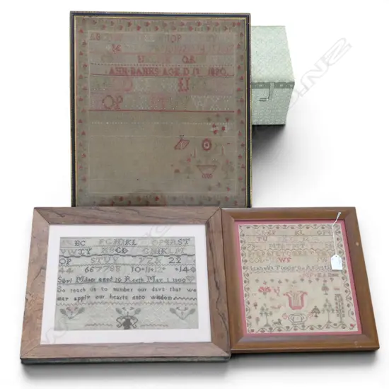 3 ANTIQUE SAMPLERS 430x390mm