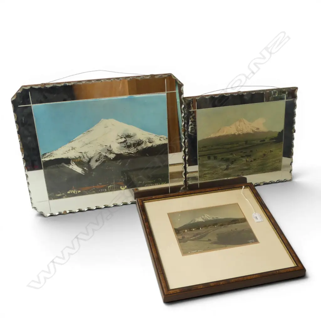 2 VINTAGE MT EGMONT MIRRORS 380x460mm + J. A. AUSTIN 1932 FRAMED PHOTO 155x210mm Image 1++