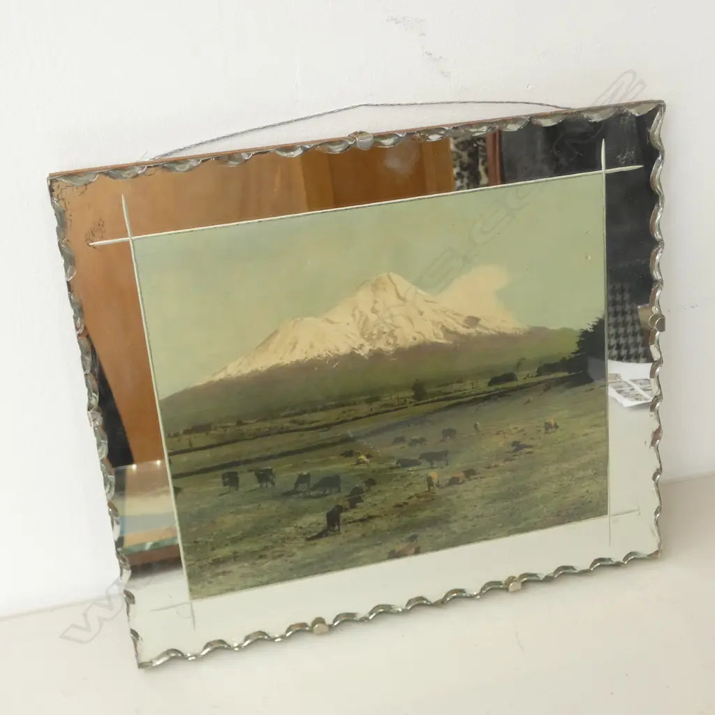 2 VINTAGE MT EGMONT MIRRORS 380x460mm + J. A. AUSTIN 1932 FRAMED PHOTO 155x210mm Image 1++