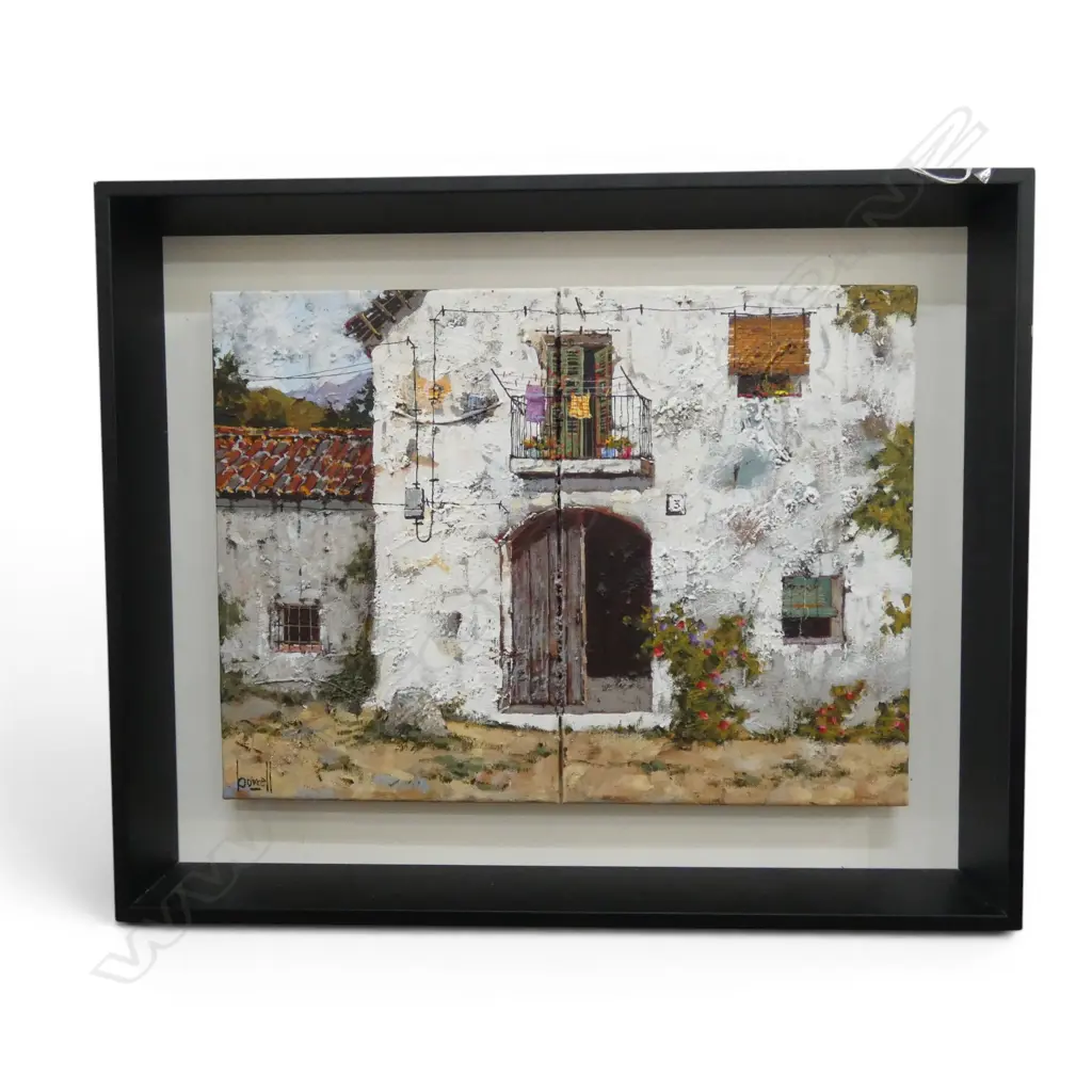 FRAMED DIPTYCH PAINTING SIGNED BORRELL each panel 230x220mm Image 1++