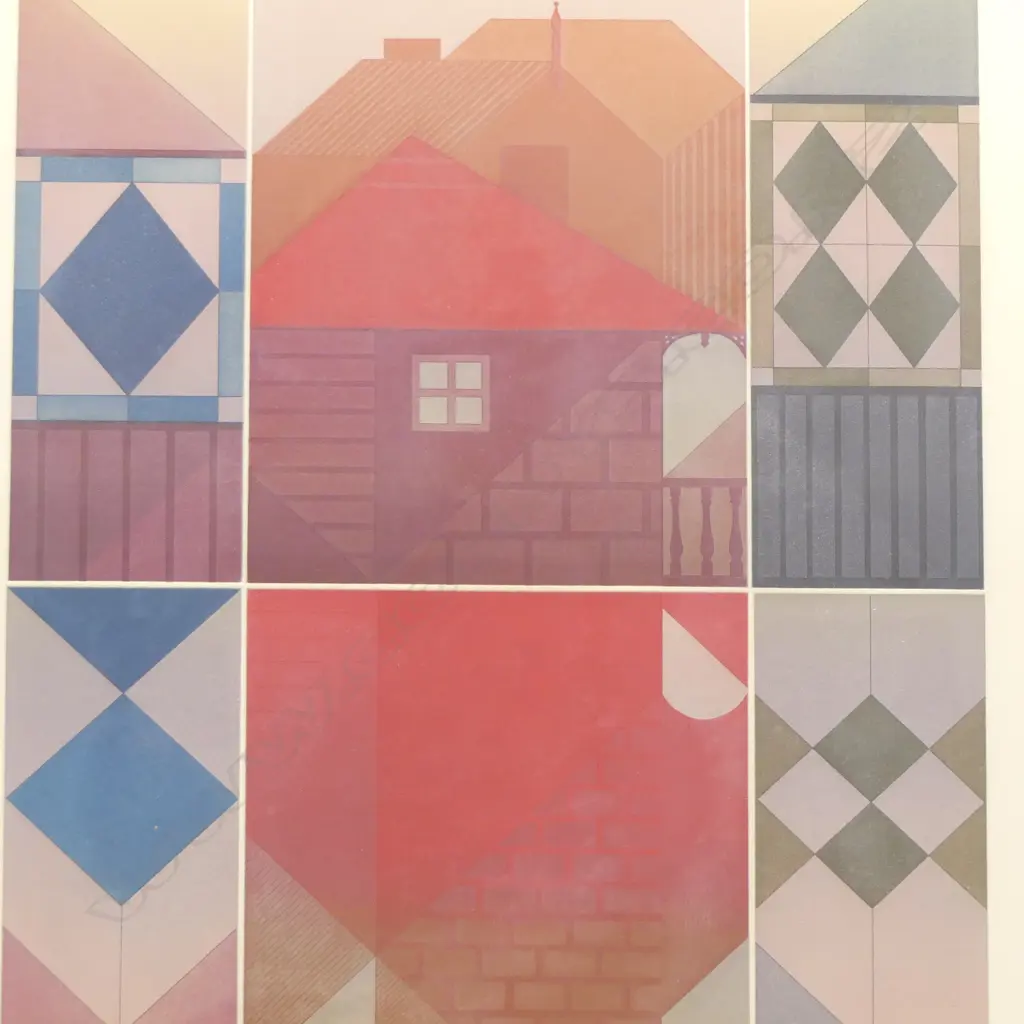 BEVERLY NEUTZE 'COLONIAL REFLECTIONS III - PINK STATE' A/P ETCHING SIGNED & DATED '87 550x430mm Image 1++