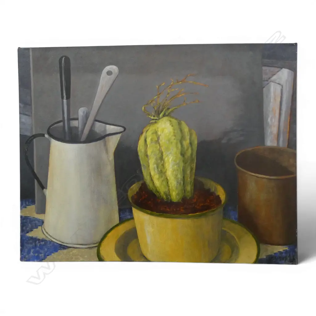 ROGER STAPLES, STILL LIFE WITH JUG, OIL ON CANVAS, SIGNED, 560 X 710mm Image 1++