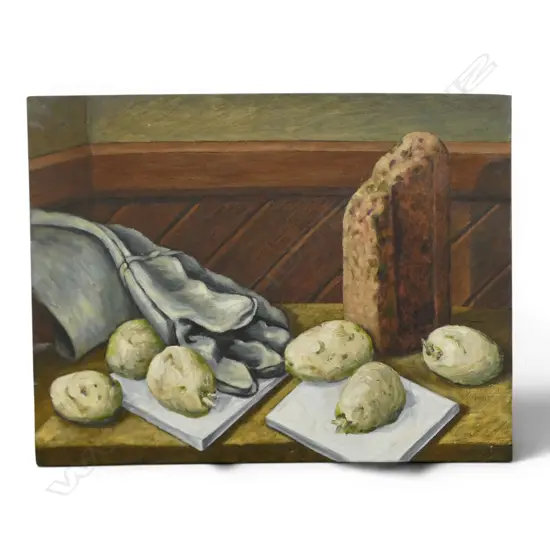 ROGER STAPLES, 'GLOVE, BRICK, POTATOS AND TILES', OIL ON CANVAS, 505 X 655mm