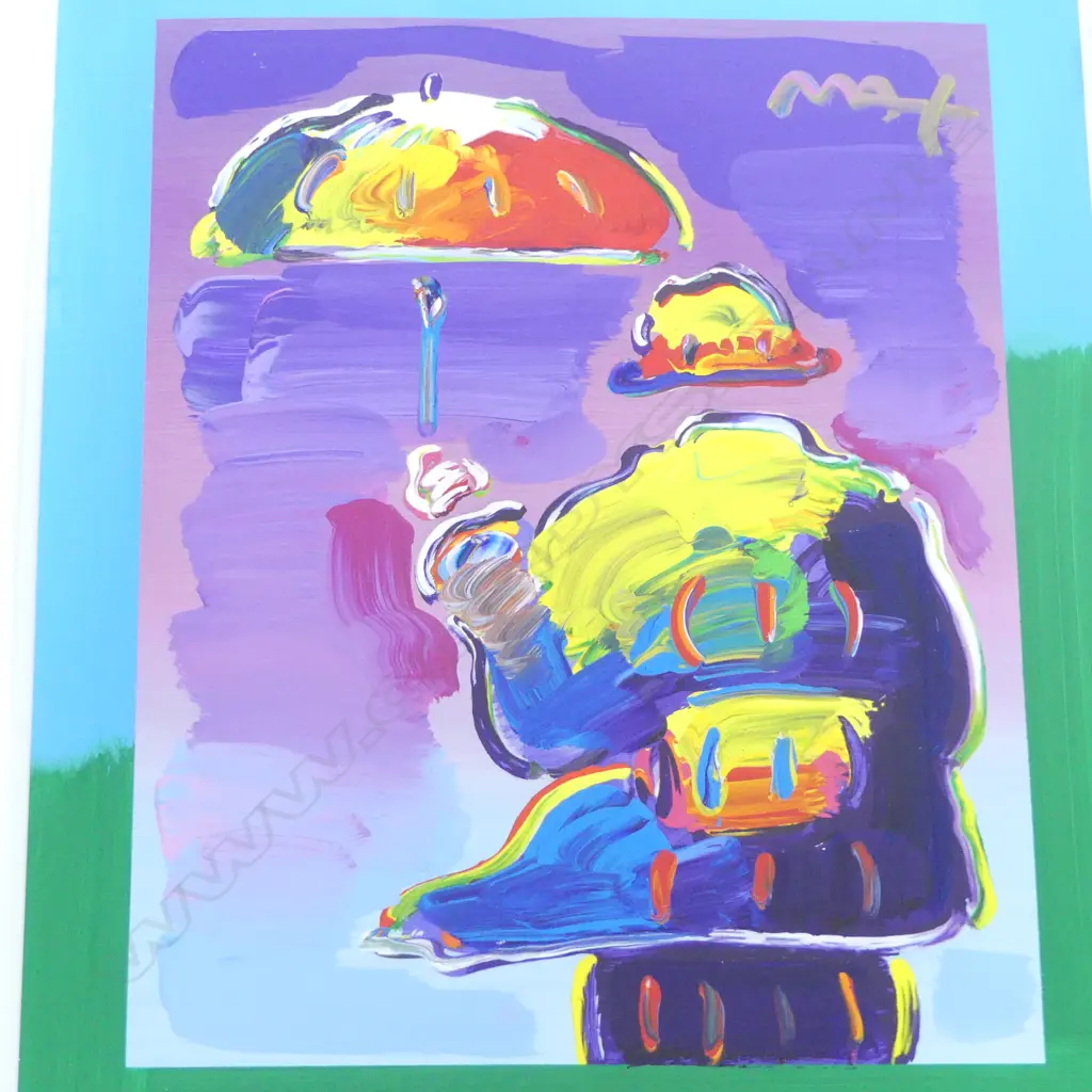 PETER MAX 'UMBRELLA MAN' MIXED MEDIA 635x525mm (1040x925mm overall) Image 1++