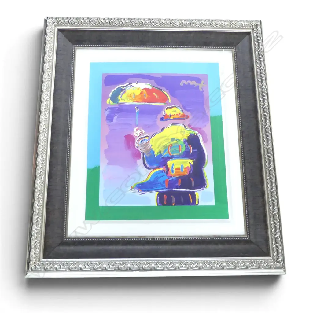 PETER MAX 'UMBRELLA MAN' MIXED MEDIA 635x525mm (1040x925mm overall) Image 1++
