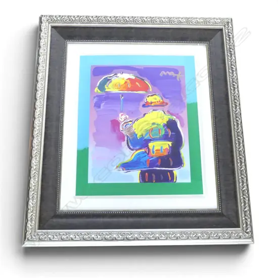PETER MAX 'UMBRELLA MAN' MIXED MEDIA 635x525mm (1040x925mm overall)