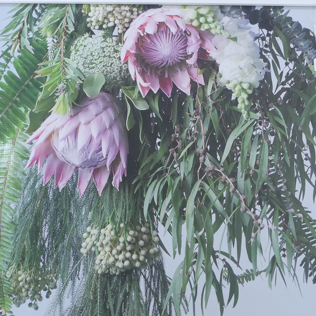 LG FLORAL PRINT, SIGNED VERSO 'GRETCHEN (HOUSTON) / EMMA (HARDING)' 12/50 1165x775mm frame w. chip Image 1++