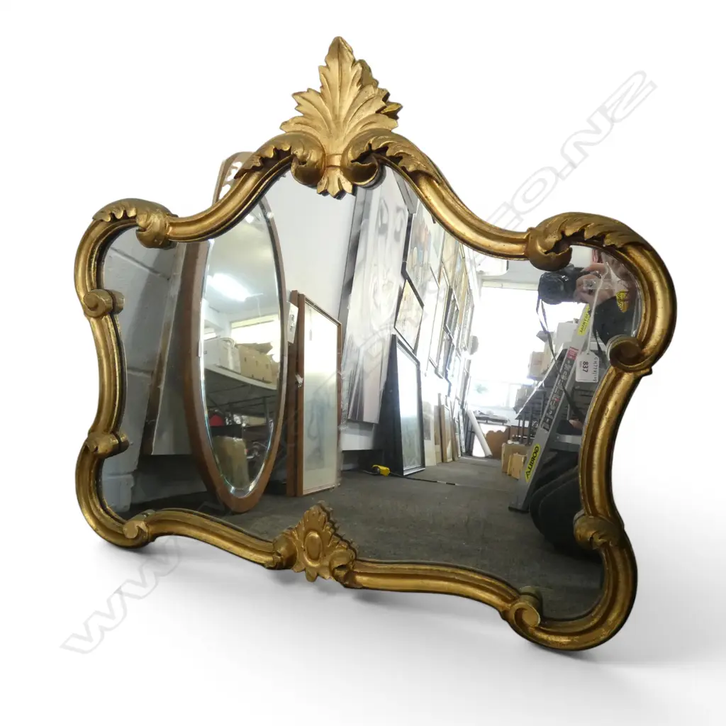 GILT WOOD FRENCH STYLE WALL MIRROR H700 L810MM Image 1++