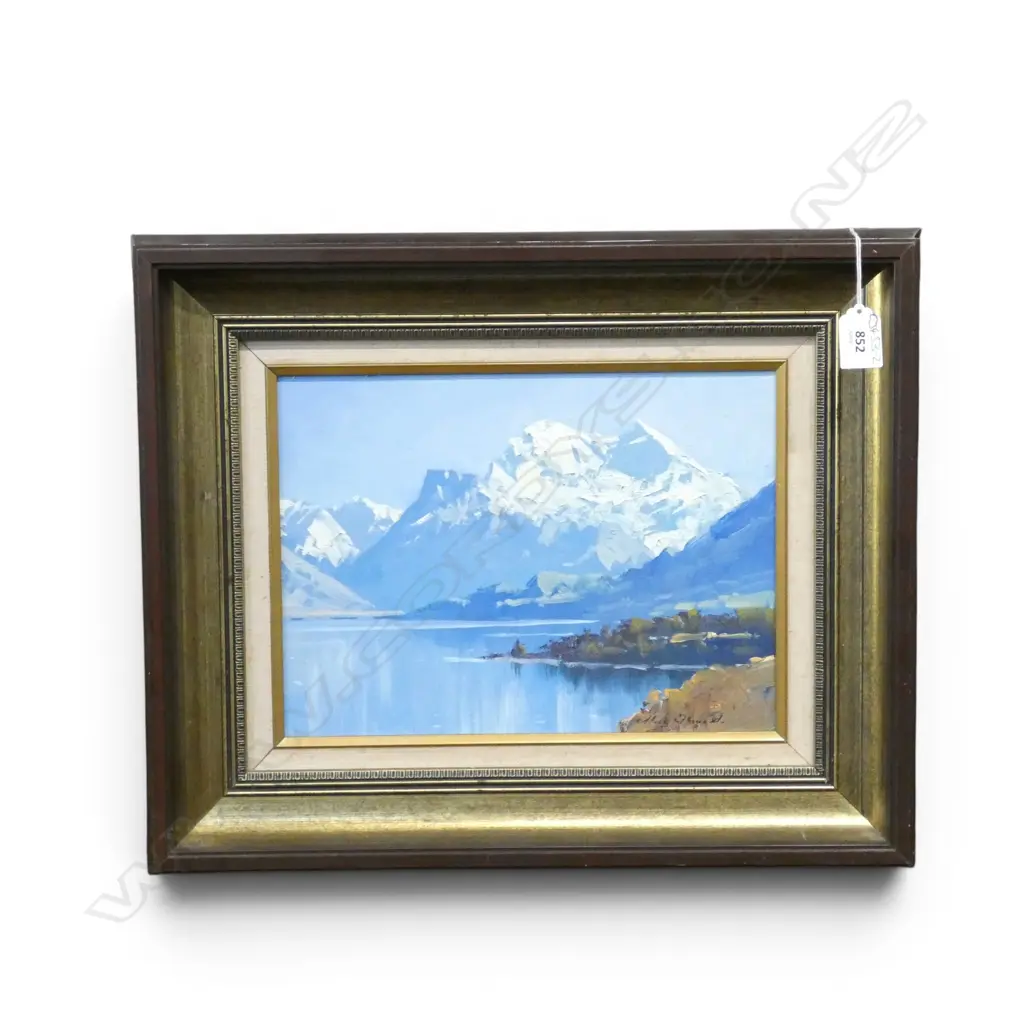 MARK THOMAS, MT EARNSLAW HEAD OF LAKE WAKATIPU, OIL ON BOARD, 220x290mm Image 1++
