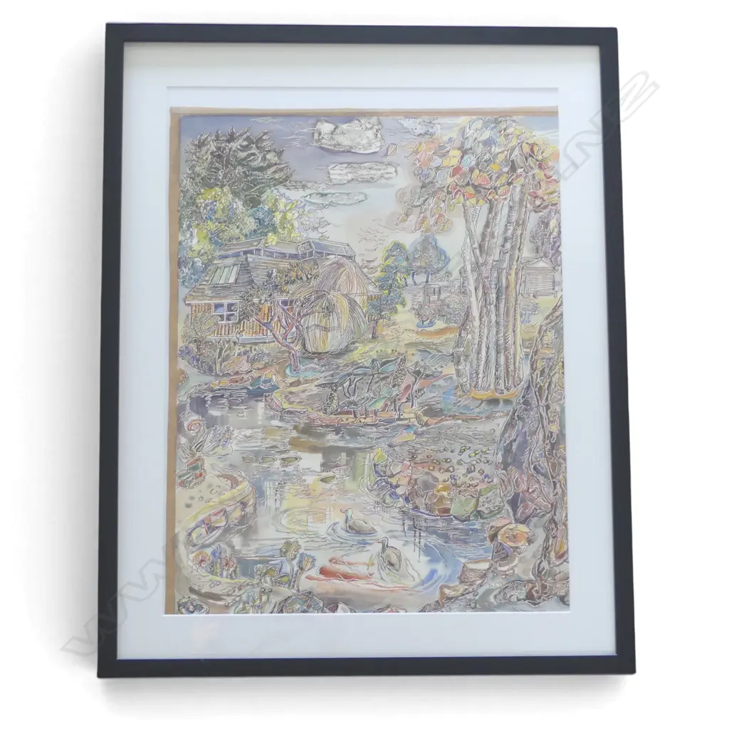 BARBARA BLAKEMORE FOWLER, MY BOTANIC GARDENS, WATERCOLOUR, with artists hand written notes, work out of mat, 540x410mm Image 1++