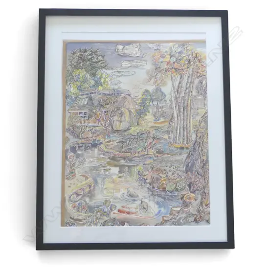 BARBARA BLAKEMORE FOWLER, MY BOTANIC GARDENS, WATERCOLOUR, with artists hand written notes, work out of mat, 540x410mm
