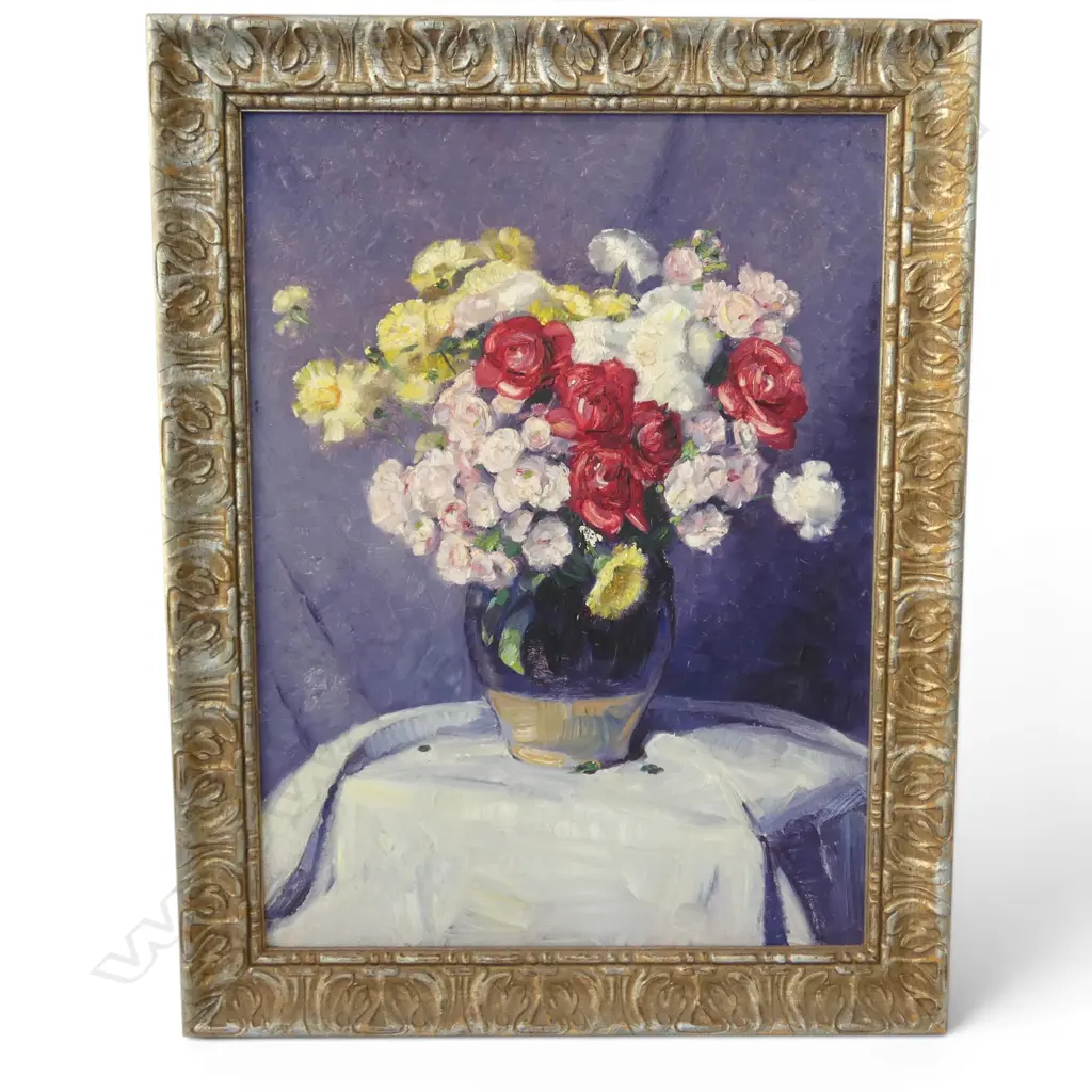 UNSIGNED, FLORAL STILL LIFE, OIL ON BOARD, 780x575mm Image 1++