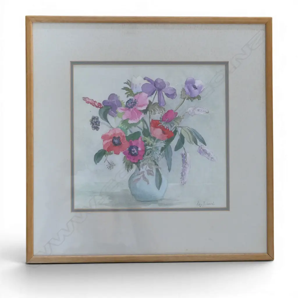 KAY POLLARD, FLORAL STILL LIFE, WATERCOLOUR, 230x250mm Image 1++