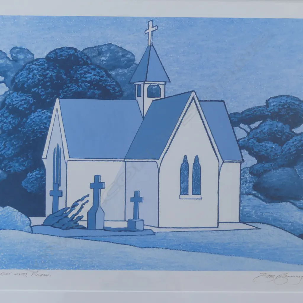 DON BINNEY, ST STEPHENS CHAPEL PARNELL, SIGNED PRINT 'with best wishes, Michael', 290x360mm PRINT FADED Image 1++