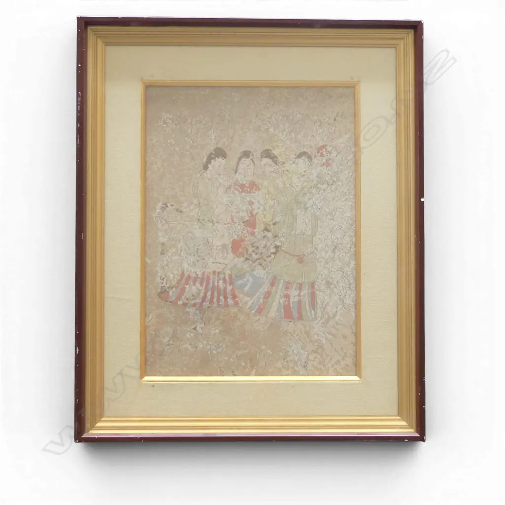 ORIENTAL FRAMED FABRIC ARTWORK, 400x290mm (585x480mm OVERALL) Image 1++