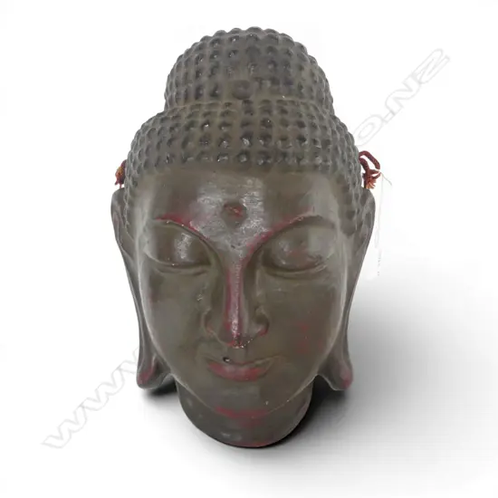 LRG JAPANESE DRY LACQUER BUDDAH MASK, wall mounted, H.380mm, sml loses