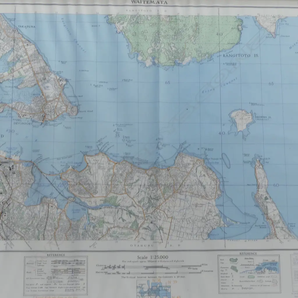2 FRAMED MAPS; AUCKLAND & WAITEMATA 590x785mm Image 1++