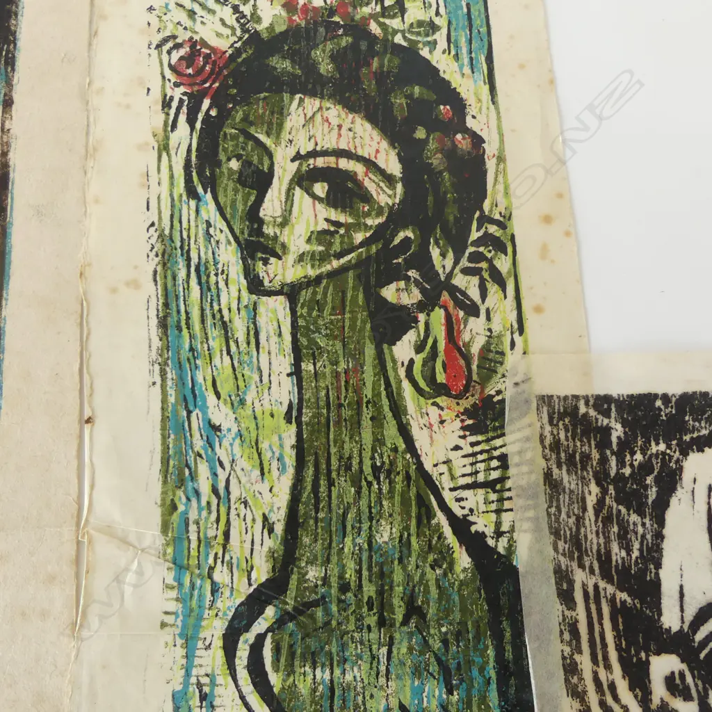 MAJ HEMBURG (SWEDISH), GROUP OF FIVE 1950S WOODCUTS, SIGNED, TITLED AND DATED, 680 X 280MM (LARGEST) A/F (SOME TEARS) Image 1++