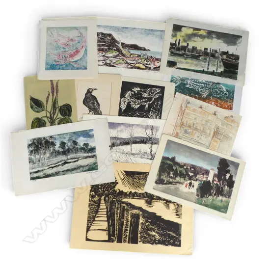 HELLMUTH WEISSENBORN, GROUP OF ASST. LANDSCAPES AND ANIMALS IMAGES, MONOPRINTS, 370 X 520mm (largest)