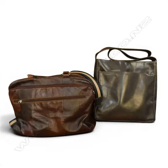 2 VINTAGE BROWN LEATHER SHOULDER BAGS