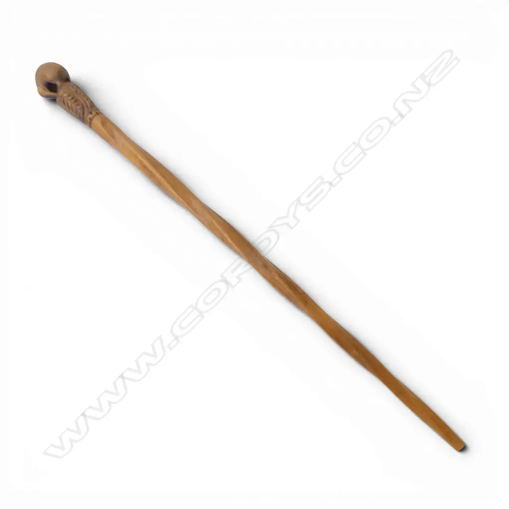 VINTAGE KIWI CARVED HANDLED WALKING STICK wrythen twist shaft L.845mm Image 1++