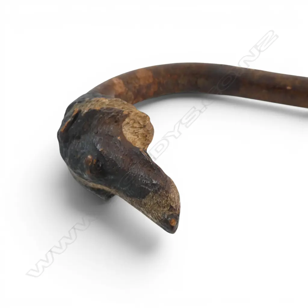 20thC BRIGG UMBRELLA wood handle terminating in carved canine, encised 'BRIGG St. JAMES' L.680mm Image 1++