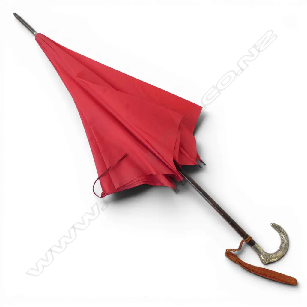 VINTAGE CANE UMBRELLA stg silver handle, nylon replaced L.890mm Image 1++