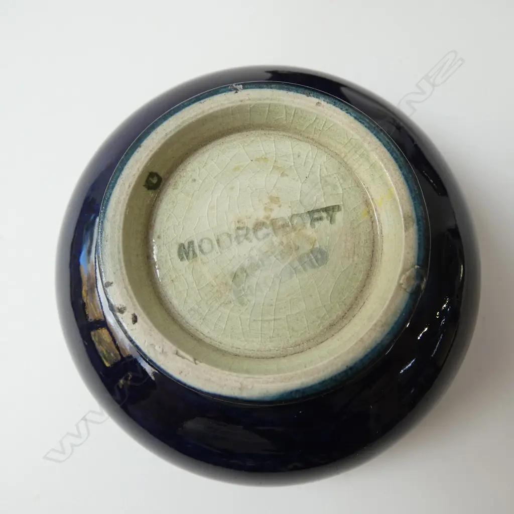2 SMALL MOORCROFT PIECES: Pomegranate vase restored rim H.90mm. + Small orchid dish Image 1++