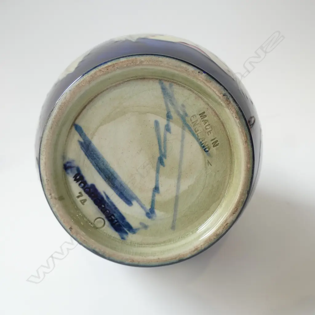WILLIAM MOORCROFT PANSY VASE baluster form. Full signature in blue. H.172mm Image 1++