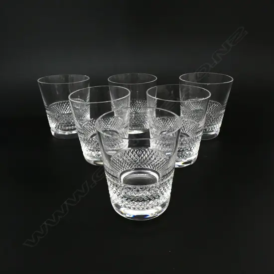SET 6 QUALITY VINTAGE CUT CRYSTAL WHISKY GLASSES (1 TINY NIBBLE), H.92MM D.80MM