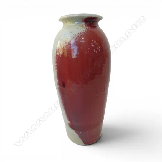 VASE w. RED SPLASH GLAZE H.370mm