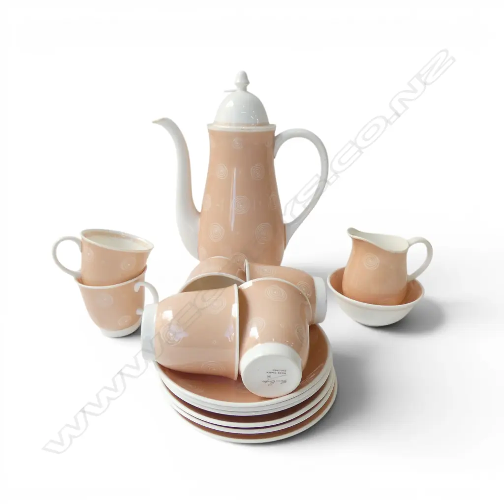 SUSIE COOPER DEMI-TASSE COFFEE SERVICE 6 person 15pce hair crack to lid Image 1++