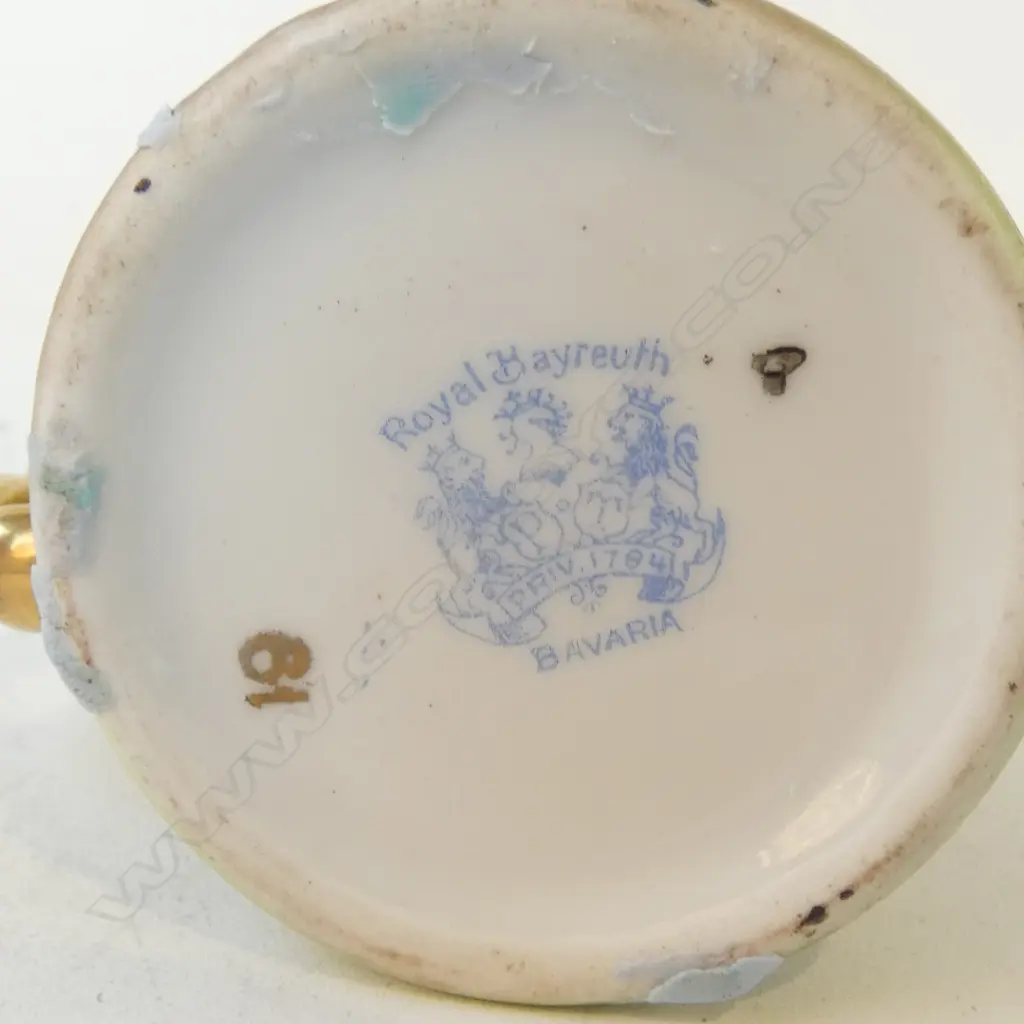 2 ROYAL BAYREAUTH PIECES: shielded chamberstick 'Little Miss Muffet' H.115mm + 'Jack & Jill' jug   Image 1++