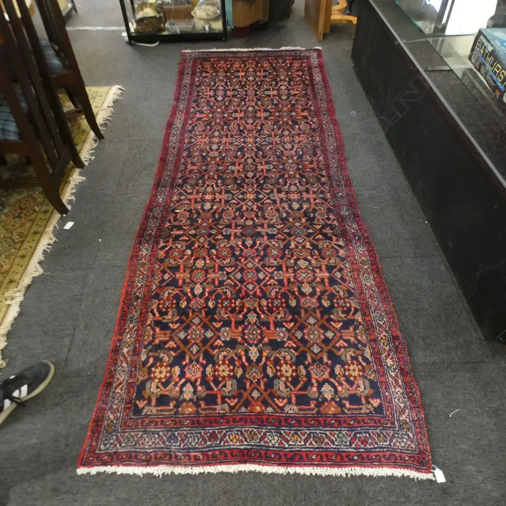 HAND KNOTTED WOOL PILE HAMADAN RUG 3050x1080mm Image 1++