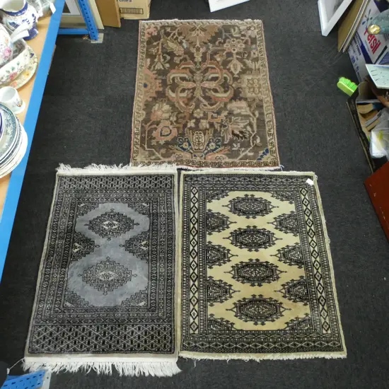 3 HAND KNOTTED WOOL PILE RUGS