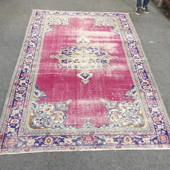 HAND KNOTTED WOOL PILE RUG, SOME WEAR 2800x1930mm