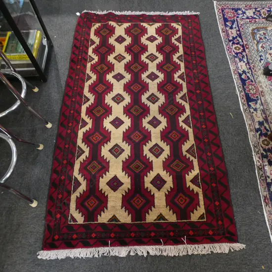 HAND KNOTTED ALL WOOL BALUCHI RUG 1850x1000mm