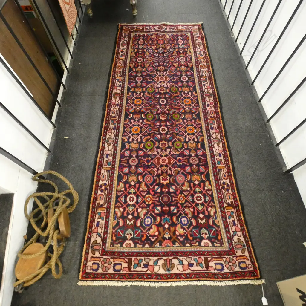 HAMADAN HAND KNOTTED WOOL PILE RUG 1000x2770mm Image 1++
