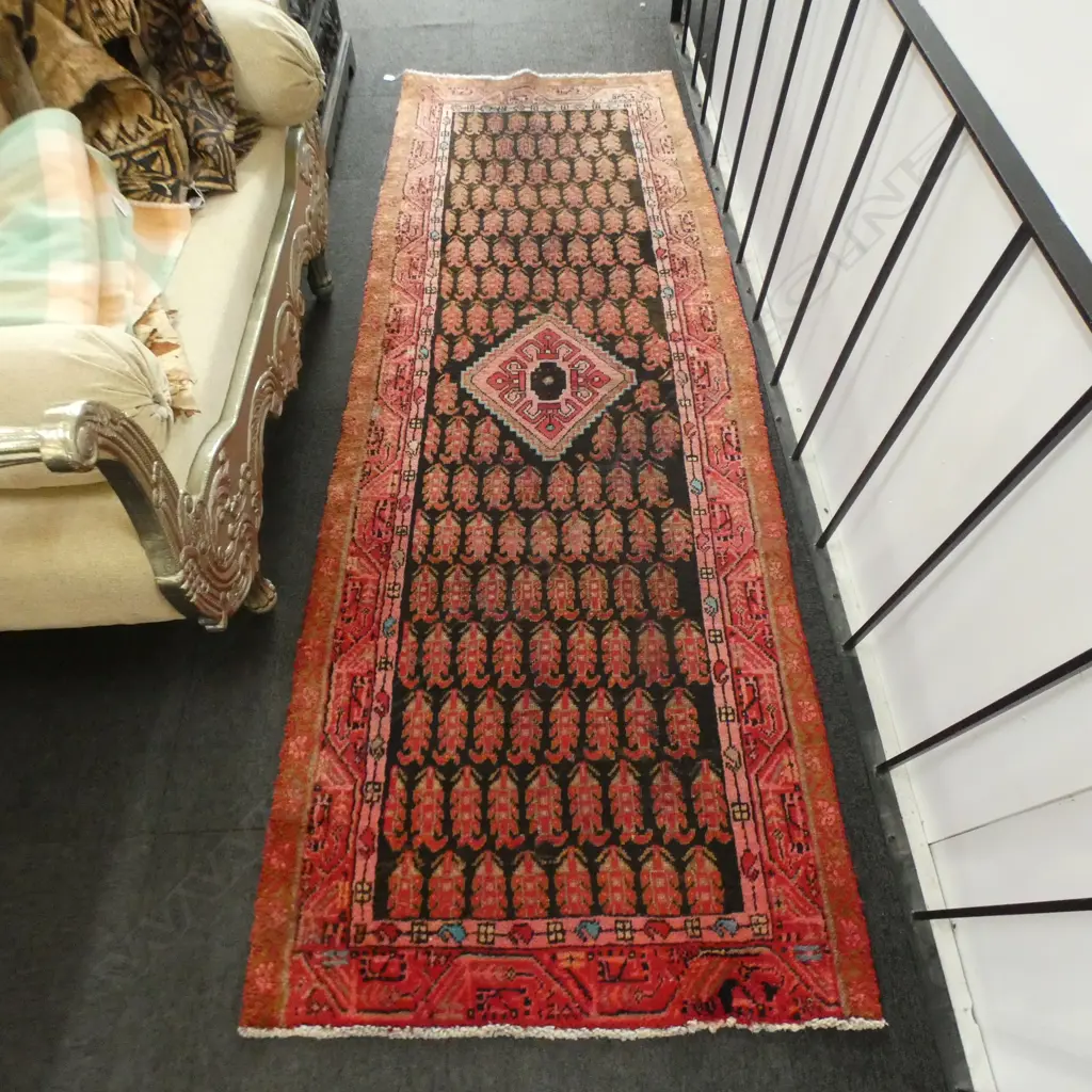 HAMADAN HAND KNOTTED WOOL PILE RUG 1000x2840mm Image 1++
