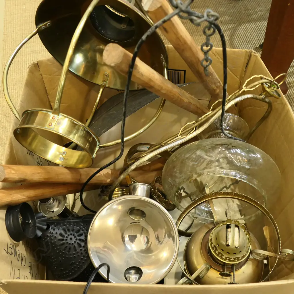 BOX OF KEROSENE LAMP PARTS ETC Image 1++