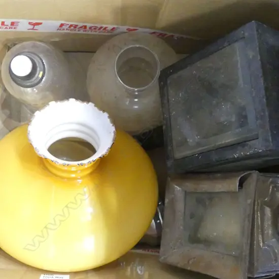 BOX OF VINTAGE LAMPS & PARTS