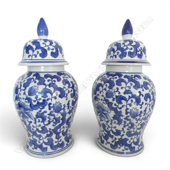 PR ORIENTAL B/W LIDDED GINGER JARS H.400mm