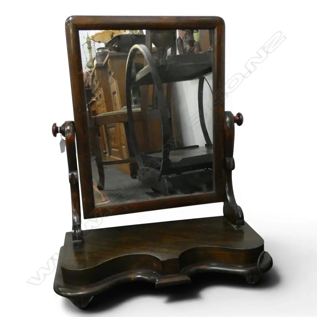 ANTIQUE MAHOGANY TABLE TOP MIRROR - FAULTED Image 1++
