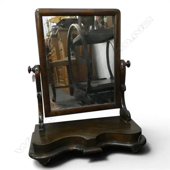 ANTIQUE MAHOGANY TABLE TOP MIRROR - FAULTED