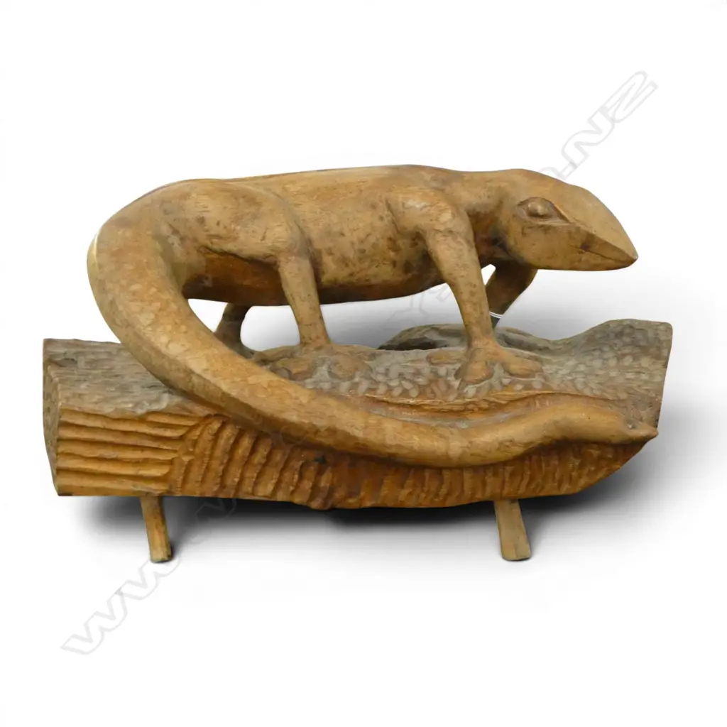 CARVED WOODEN LIZARD W.465mm Image 1++