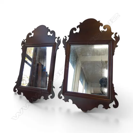 PR REPRODUCTION GEO MAHOGANY WALL MIRRORS H490 W300MM ONE A/F