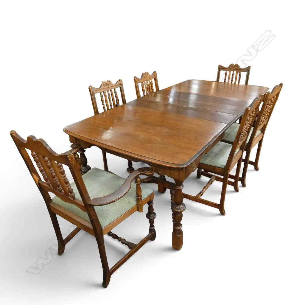 EXTENSION DINING TABLE & 6 DINING CHAIRS one carved 2200x1070x760mm Image 1++